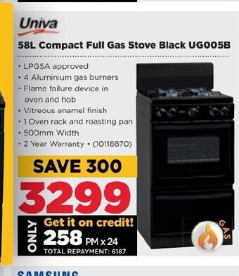 HiFi Corp Univa - 58L Compact Full Gas Stove Black UG005B offer