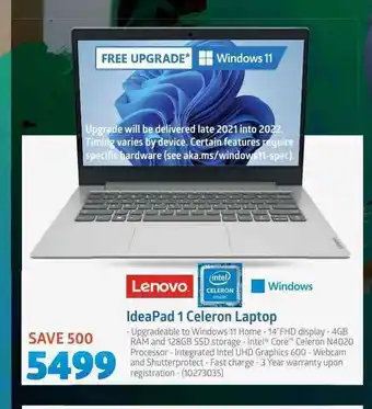 Incredible Connection Lenovo - Ideapad 1 Celeron Laptop offer