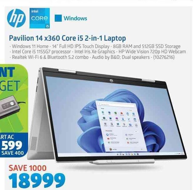 Hp Pavilion 14 x360 Core i5 2in1 Laptop offer at Incredible Connection