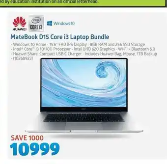 Incredible Connection Huawei - MateBook D15 Core i3 Laptop Bundle offer