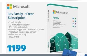 Incredible Connection Microsoft 365 Family - 1 year Subscription offer