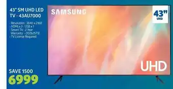 Incredible Connection Samsung - 43" SM UHD LED TV-43AU7000 offer