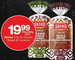 Checkers Sasko Low Gi Dumpy Bread All Variants offer