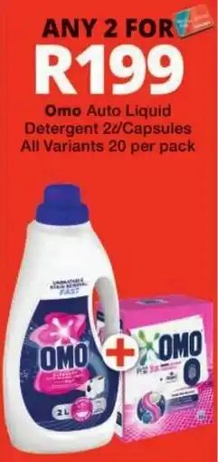 Checkers Omo Auto Liquid Detergent 2d/Capsules offer