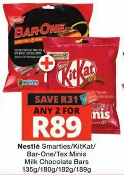Checkers Nestlé Smarties/KitKat/Bar-One/Tex Minis Milk Chocolate Bars offer
