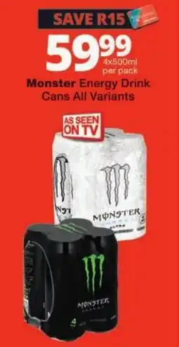 Checkers Monster Energy Drink Cans All Variants offer