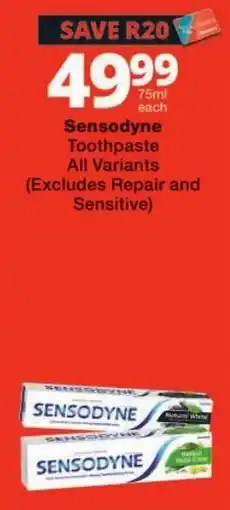 Checkers Sensodyne Toothpaste offer