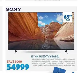 Incredible Connection Sony - 65" 4K OLED TV 65A80J offer