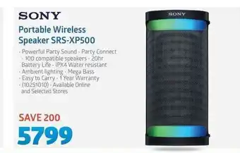 Incredible Connection Sony - Portable Wireless Speaker SRS-XP500 offer