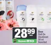 Spar Dove Roll On Deodorant 50 ml Assorted - each offer