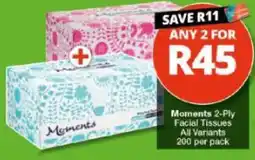 Checkers Hyper Moments 2-Ply Facial Tissues offer