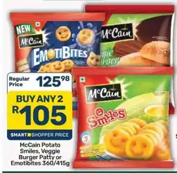 Pick n Pay McCain Potato Smiles, Veggie Burger Patty or Emotibites 360/415g offer