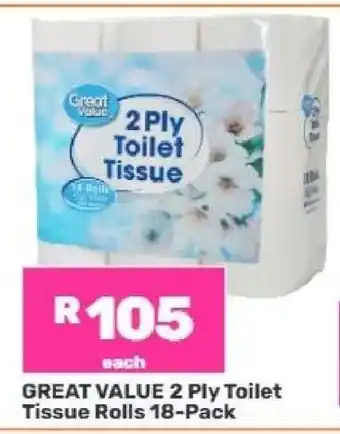 Great Value 2 Ply Toilet Tissue Rolls 18-Pack