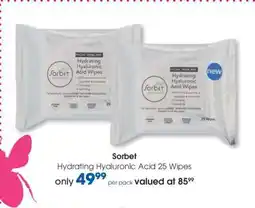 Clicks Sorbet Hydrating Hyaluronic Acid 25 Wipes offer