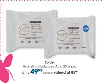 Sorbet Hydrating Hyaluronic Acid 25 Wipes