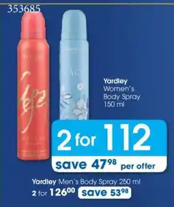 Clicks Yardley Women's Body Spray 150 ml offer
