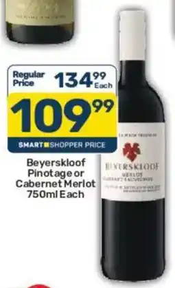 Pick n Pay Liquor Beyerskloof Pinotage or Cabernet Merlot offer
