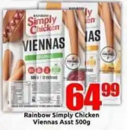 Three Star Cash and Carry Rainbow Simply Chicken Viennas Assorted offer