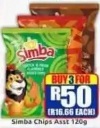 Three Star Cash and Carry Simba Chips Assorted offer
