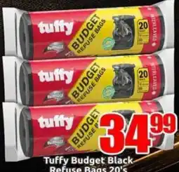 Three Star Cash and Carry Tuffy Budget Black Refuse Bags 20's offer
