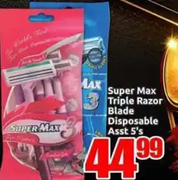 Three Star Cash and Carry Super Max Triple Razor Blade Disposable Assorted offer