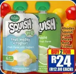 Three Star Cash and Carry Rhodes Squish Fruit Puree Assorted offer