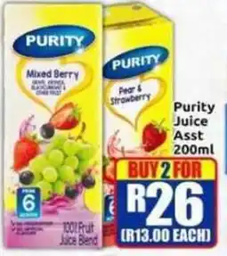 Three Star Cash and Carry Purity Juice Assorted offer