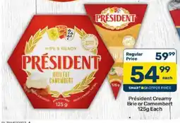 Pick n Pay Président Creamy Brie or Camembert offer