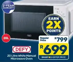 Pick n Pay DEFY 20 Litre White Manual Microwave Oven offer