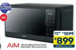 Pick n Pay AIM 20 Litre Black Mirror Finish Electronic Microwave Oven offer