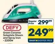 Pick n Pay Defy - green ceramic soleplate steam and spray iron offer