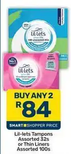 Pick n Pay Lil-lets - tampons assorted 32s or thin liners assorted 100s offer