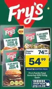 Pick n Pay Fry's - plant-based classic sizzlers / plant-based original pieces / plant-based smash burgers offer