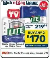 Pick n Pay Hypermarket Castle - castle lite or draught offer