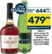 Pick n Pay Hypermarket Courvoisier - vs cognac 750ml and appletiser 100% sparkling apple 1.25 litre offer