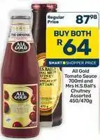Pick n Pay Hypermarket All gold - tomato sauce and mrs h.s.ball's chutney offer