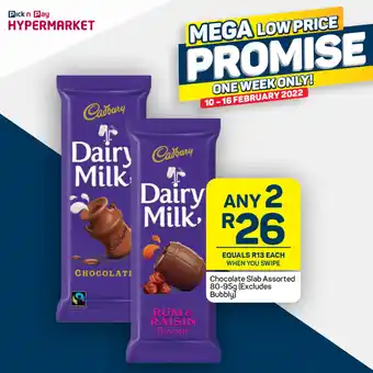 Pick n Pay Hypermarket Chocolate Slab Assorted 2x80-95g offer