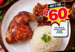 Choppies PAP OR RICE, Quarter Chicken & Salad offer