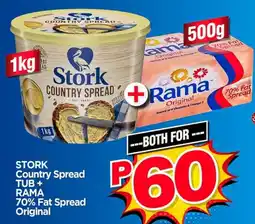 Choppies STORK Country Spread TUB + RAMA 70% Fat Spread Original offer