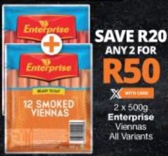 Checkers Enterprise Viennas 2x500g offer