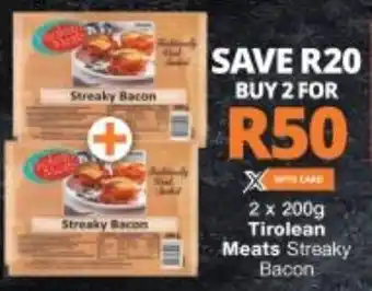 Tirolean Meats Streaky Bacon 2x200g