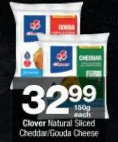 Checkers Clover Natural Sliced Cheddar/Gouda Cheese 180g offer