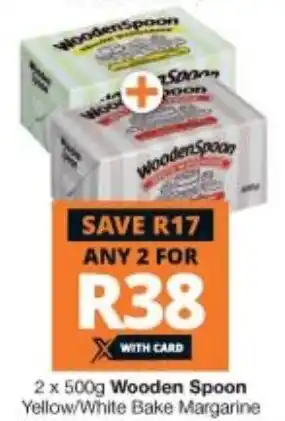 Checkers Wooden Spoon Yellow/White Bake Margarine 2x500g offer