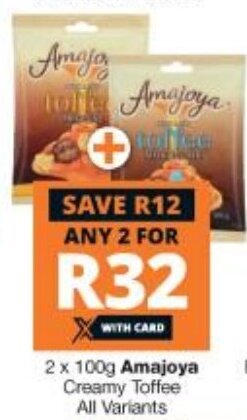 Checkers Amajoya Creamy Toffee All Variants 2x100g offer