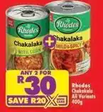 Shoprite Rhodes - chakalaka offer