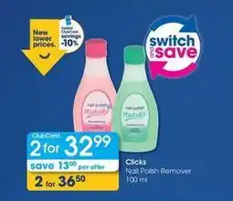 Clicks Clicks - nail polish remover offer
