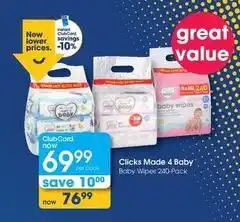 Clicks Clicks - baby wipes 240-pack offer