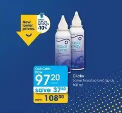 Clicks Clicks - saline nasal isotonic sprays offer