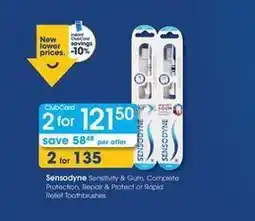 Clicks Sensodyne - sensitivity & gum complete protection, repair & protect or rapid relief toothbrushes offer