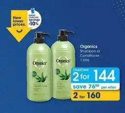 Clicks Organics - shampoo or conditioner offer